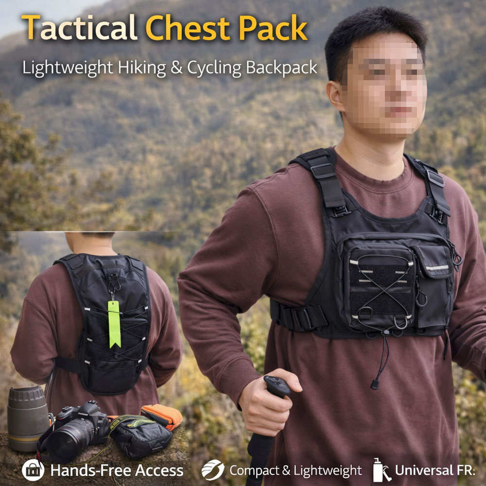 Reflective Running Gear Vest - Colete Tático com Bolsa de Peito