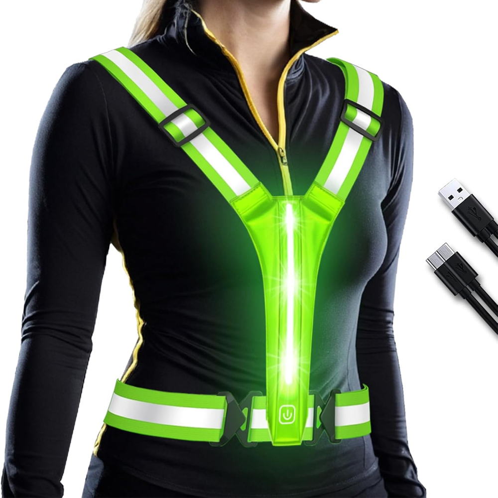 Reflective Running Gear Vest - Colete reflexivo de led, equipamento de