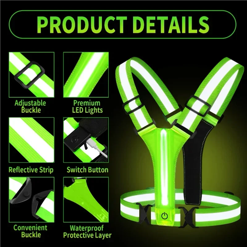 LED Reflective Vest Running Ge - Reflective Running Gear Vest avaliação e preço